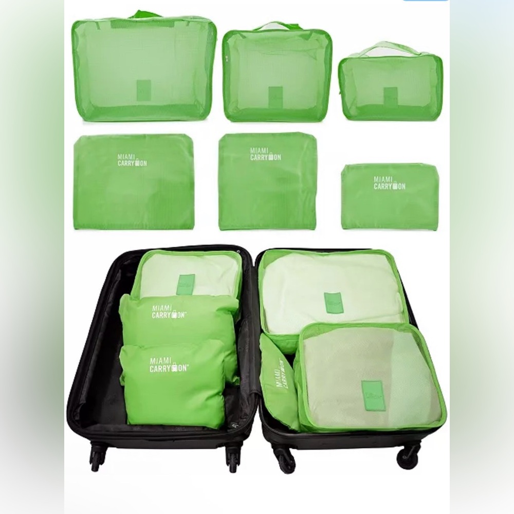 Set of 6 Neon Packing Cubes, Traveler's Luggage Organizer